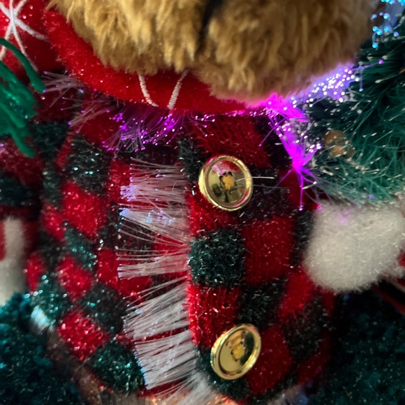 Vintage Fiber Optic Christmas Teddy Bear Plush 2003 Avon EC Works - Picture 9 of 11